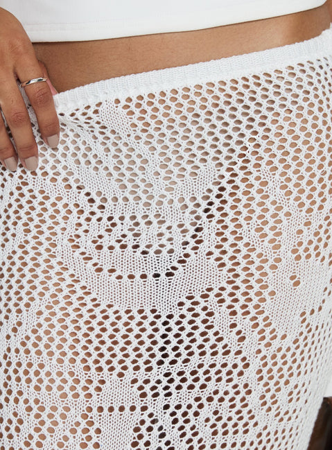 back view of model wearing Princess Polly Wisteriah Sheer Maxi Skirt White Maxi Skirts 