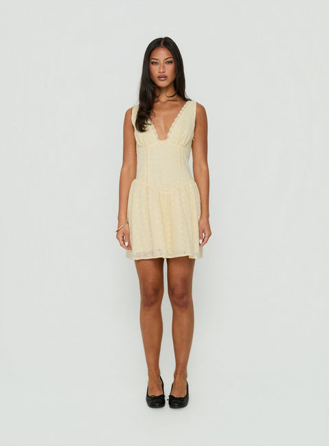Thinking Bout You Lace Trim Sleeveless Mini Dress Butter