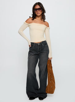 Showcasing Naylor Wide Leg Jeans Grey Wash Petite womens-jeans with high-rise front view of model wearing