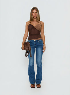 Seagrass Twisted Bust Ruched Top Chocolate