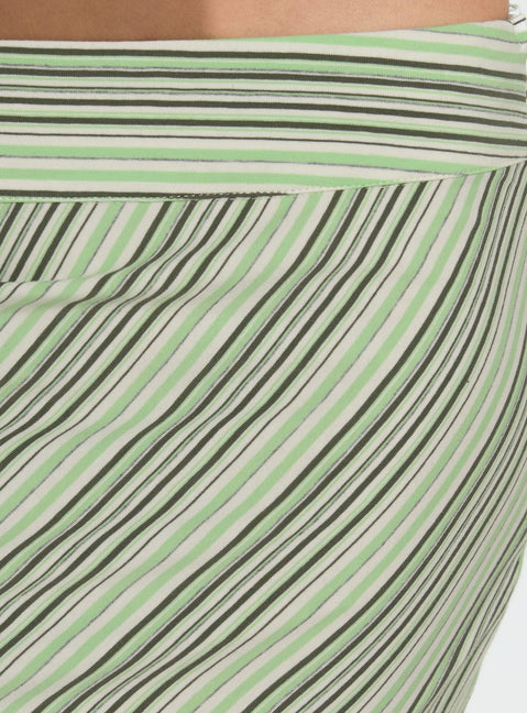 product Princess Polly Lemon Twist Midi Skirt Green Stripe Knee 