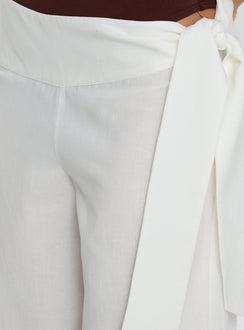 product Princess Polly Wave Dancer Tie Pant White Mid Rise Pants 