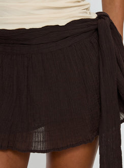 product Princess Polly Reviva Ruched Wrap Mini Skirt Chocolate Mini Skirts 