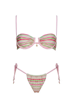 Heatwaves Underwire Bikini Top Green / Pink Stripe