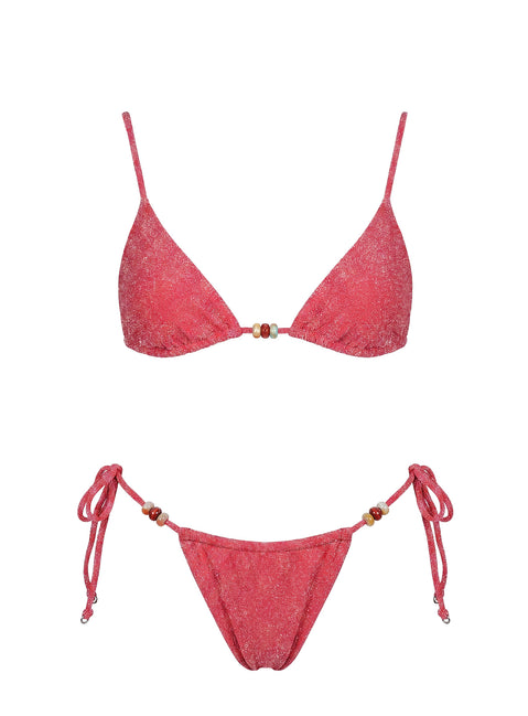 Ellery Tie Side Bikini Bottom Red Shimmer