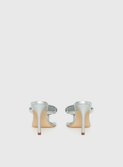 Miss You More Glitter Mesh Heels Silver