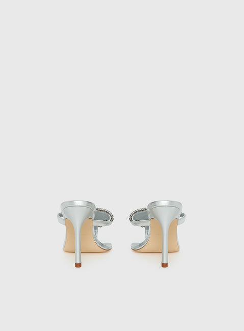Miss You More Glitter Mesh Heels Silver