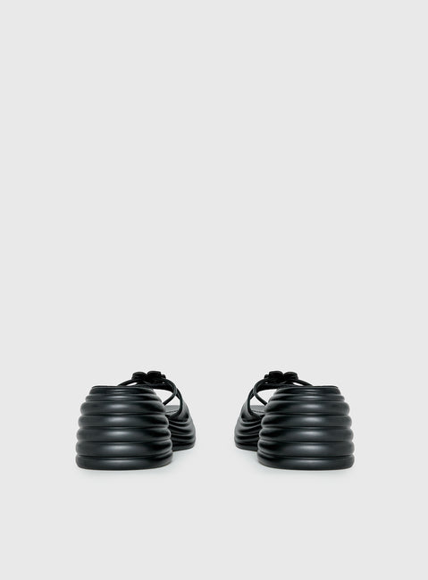 Therapy Flaunt Platform Flower Detail Sandals Black