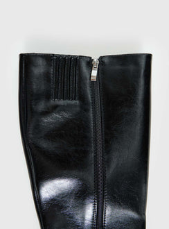 Sawyer Knee High Boots Black Crinkle