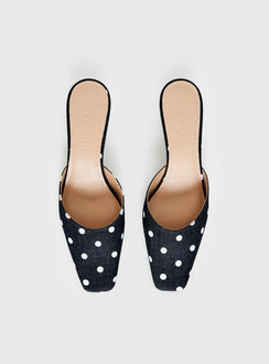Kaelina Kitten Heels Denim Polka