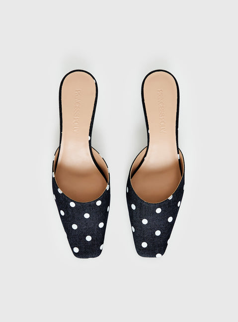 Kaelina Kitten Heels Denim Polka