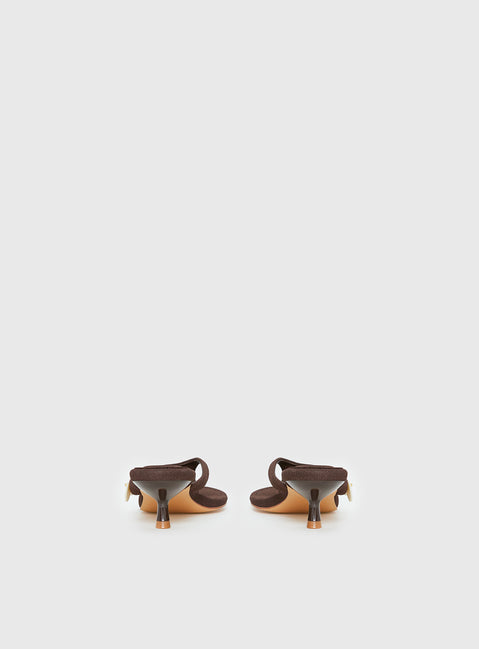 Ginnia Shell Detail Thong Heels Chocolate