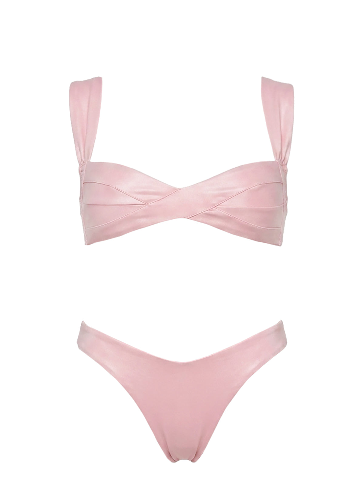 Blondey Bandage Bikini Top Metallic Pink