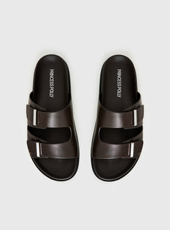 Dedication Double Strap Sandals Chocolate