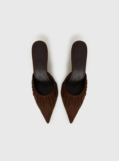 Admiration Pointed Toe Faux Suede Heels Brown