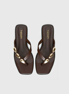 Therapy Guise Hardware Detail Sandals Brown / Gold