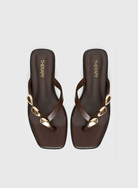 Therapy Guise Hardware Detail Sandals Brown / Gold