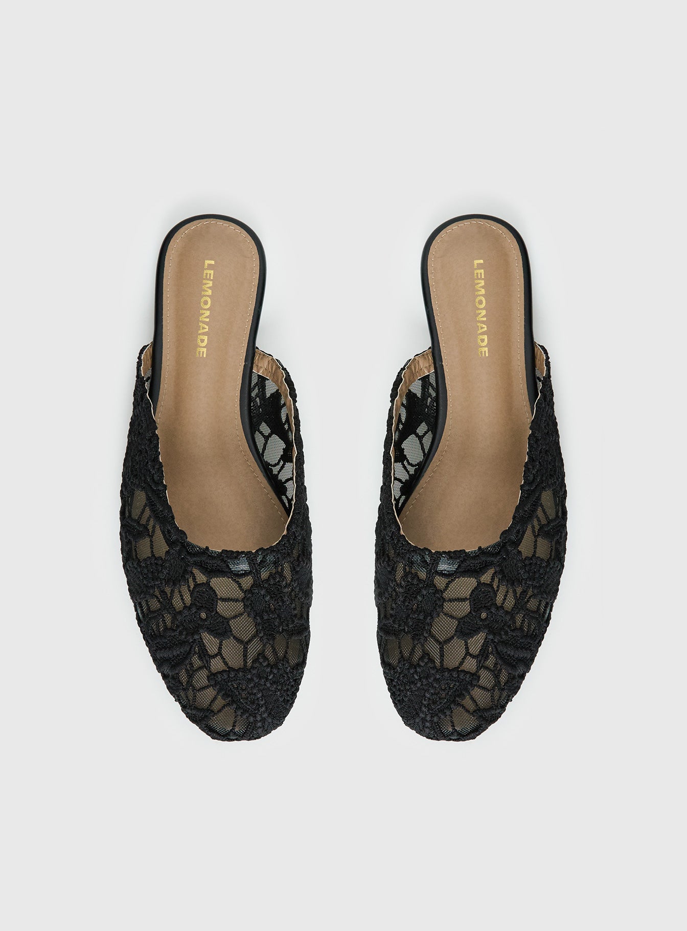 Gretta Lace Slip On Flats Black