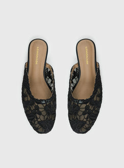 Gretta Lace Slip On Flats Black