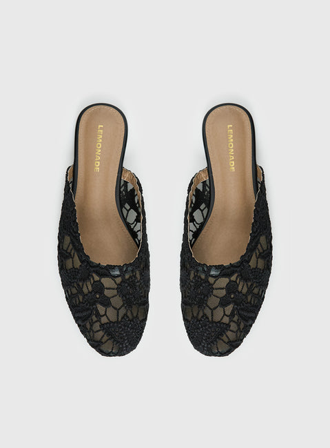 Gretta Lace Slip On Flats Black