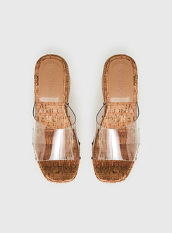Pale Moonlight Platform Heels Cork / Clear