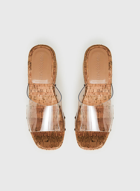 Pale Moonlight Platform Heels Cork / Clear