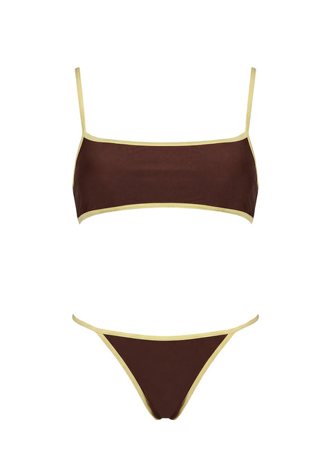 Beasley Cheeky Bikini Brown / Yellow