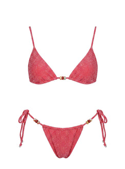 Ellery Triangle Bikini Top Red Shimmer