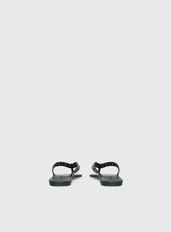 Lyana Eyelet Detail Sandals Black