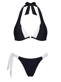 Summer Season Tie Side Bikini Bottoms Black / White