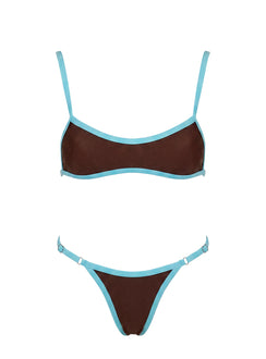 Jacopa Scoop Contrast Bikini Top Chocolate / Blue