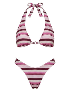 Lynea Halter Bikini Top Pink Stripe