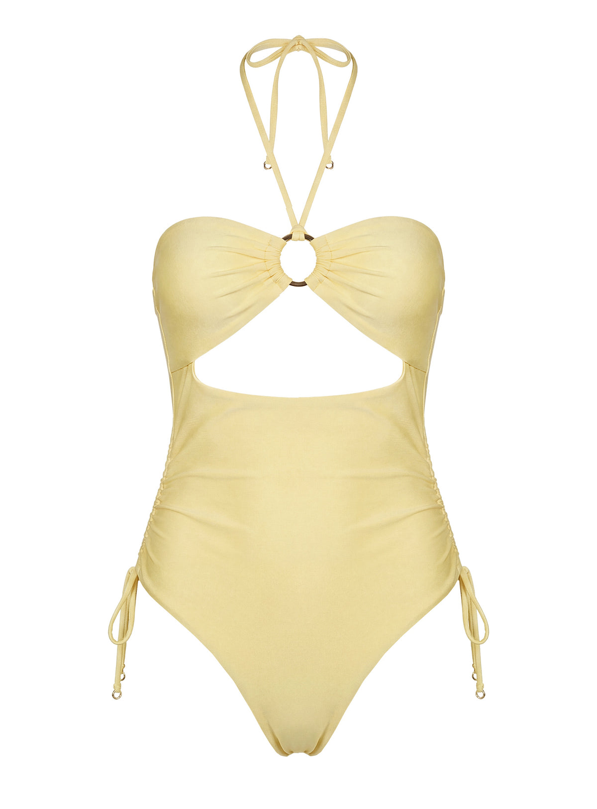 Ubelia Halter Cut Out One Piece Yellow