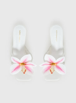 Exotic Etty Floral Detail Heels White