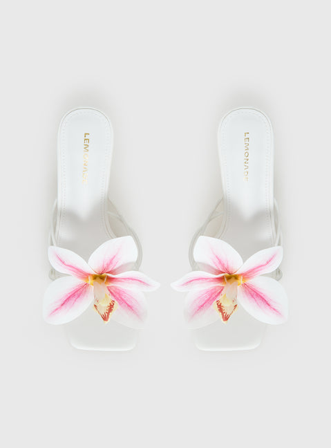 Exotic Etty Floral Detail Heels White