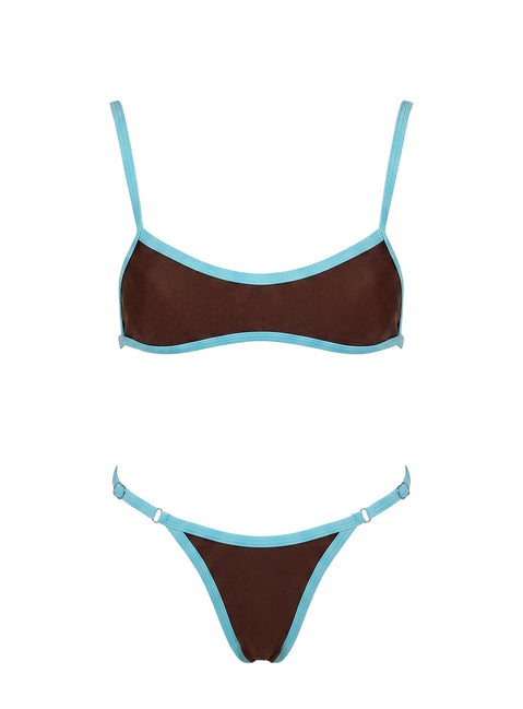 Beasley Cheeky Bikini Bottoms Chocolate / Blue