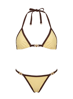 Beasley Cheeky Bikini Bottoms Yellow / Brown