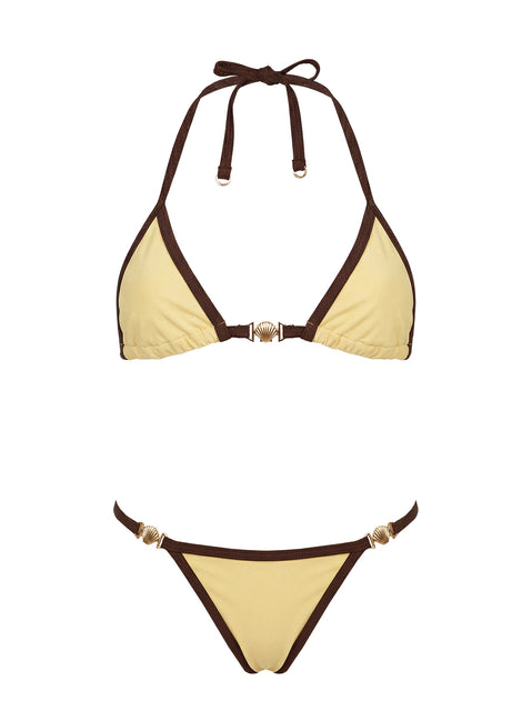 Beasley Cheeky Bikini Bottoms Yellow / Brown
