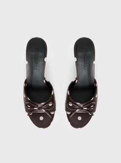 Etiquette Peep Toe Heels Brown / Pink Polka