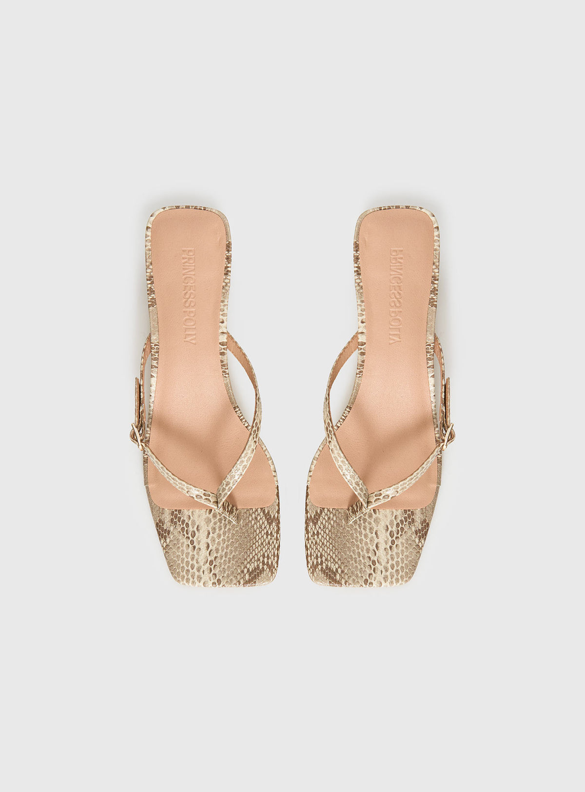 Veyla Square Toe Thong Heels Snake
