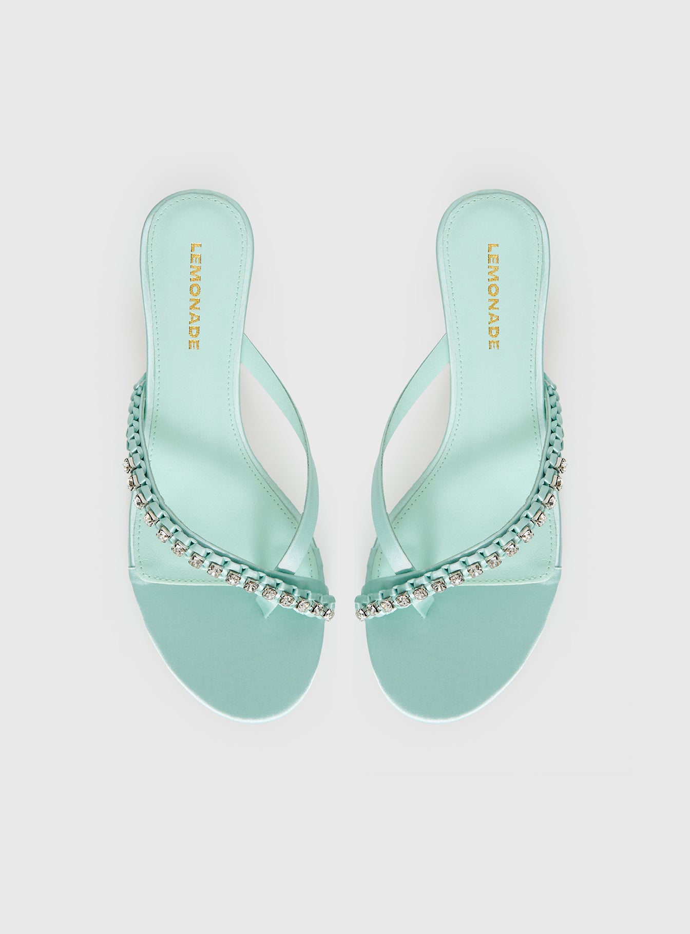 Little Italy Diamante Detail Thong Heels Aqua
