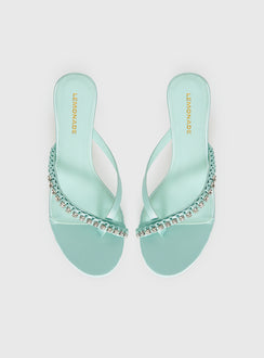 Little Italy Diamante Detail Thong Heels Aqua