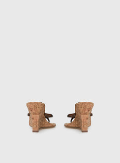 Fluke Cork Wedge Thong Heels Chocolate