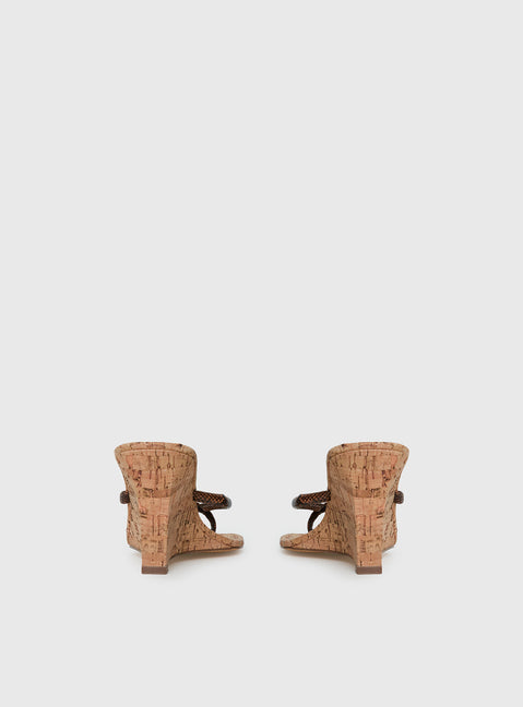 Fluke Cork Wedge Thong Heels Chocolate
