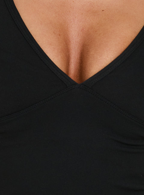 New Horizons Long Sleeve V Neck Top Black