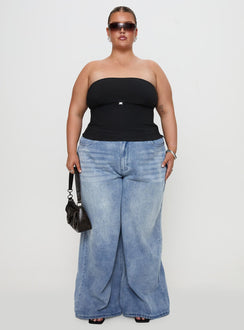 Naylor Mid Rise Wide Leg Jeans Light Wash Denim Curve Mid Rise Jeans Jeans 