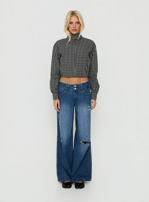 Aura Jacket Navy / Lemon Plaid