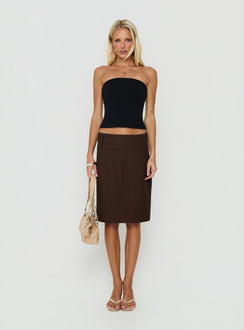Soleana Suting Midi Skirt Brown