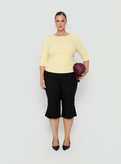 Introducing the Samaira Capri Pant Black Curve womens-regular-pants with high-rise front view of model wearing Princess Polly