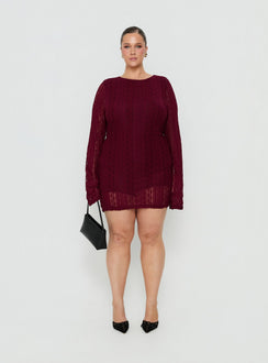 Delandra Long Sleeve Textured Playsuit Red Curve